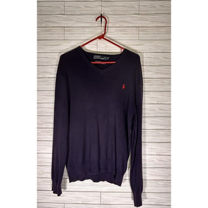 Polo Ralph Lauren Pima Cotton Knit Sweater Navy Medium‎ Red Pony Lightweight Men